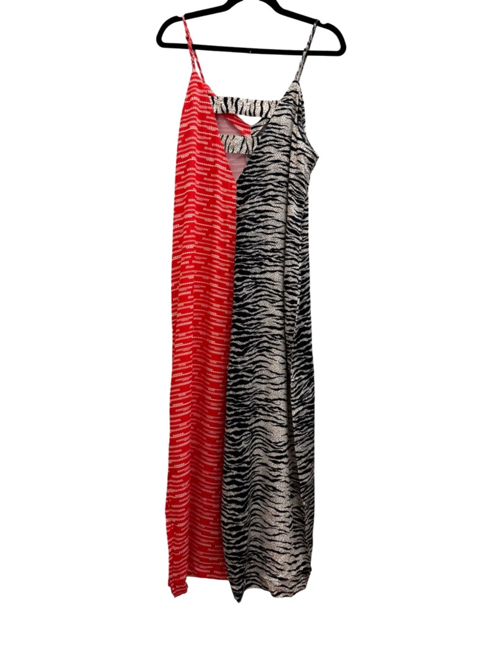 Anthropologie Two-Tone Red and Black Animal-Print Wide-Leg Jumpsuit - Picture 7 of 12